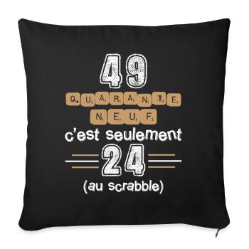 Anniversaire 49 ans, idée cadeau date de naissance - Housse de coussin décorative 45 x 45 cm - noir - Devant