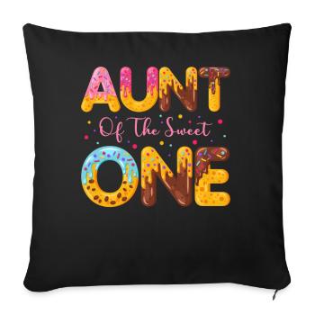 Tante Le sucré saupoudre de délicieux beignets - Housse de coussin décorative 45 x 45 cm - noir - Devant