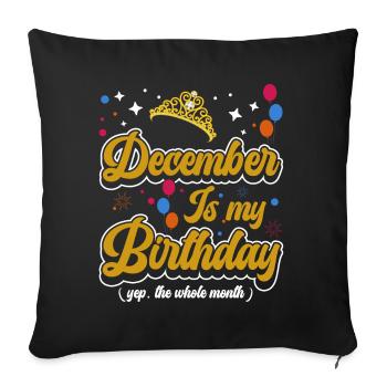 Décembre est mon anniversaire. La célébration de l' - Housse de coussin décorative 45 x 45 cm - noir - Devant