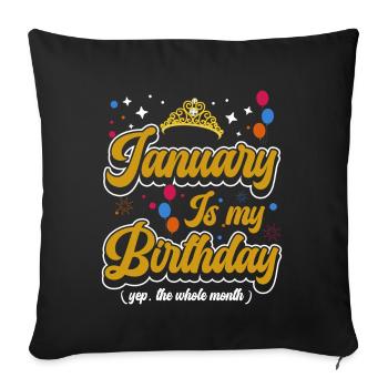 Janvier est mon anniversaire. La célébration de l' - Housse de coussin décorative 45 x 45 cm - noir - Devant