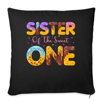 Sœur De doux saupoudre de délicieux beignets - Housse de coussin décorative 45 x 45 cm - noir - Devant