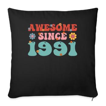 Reverent since 1991 Groovy birthday - Sofa pillowcase 17,3'' x 17,3'' (45 x 45 cm) - black - Front