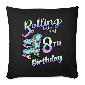 Rolling Into My 8th Birthday Quad Skater - Sofakissenbezug 45 x 45 cm - Schwarz - Vorne