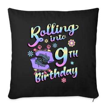 Rolling Into 9. Geburtstag Quad Skater - Sofakissenbezug 45 x 45 cm - Schwarz - Vorne