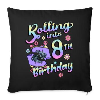 Rolling Into 8. Geburtstag Quad Skater - Sofakissenbezug 45 x 45 cm - Schwarz - Vorne
