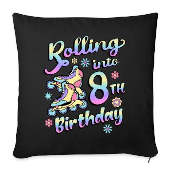 Rouler dans le 8e anniversaire Roller Skater Inline - Housse de coussin décorative 45 x 45 cm - noir - Devant