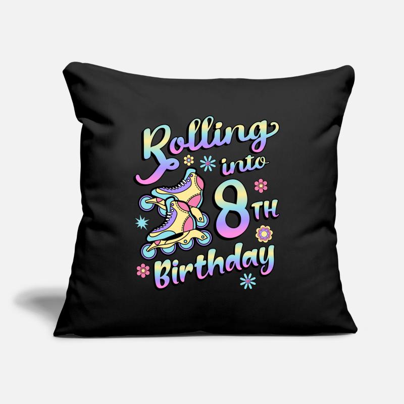Rolling Into 8th Geburtstag Roller Skater Inline Sofakissenbezug 45 x 45 cm