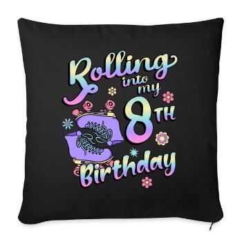 Rolling Into My 8th Birthday Quad Skater - Sofakissenbezug 45 x 45 cm - Schwarz - Vorne