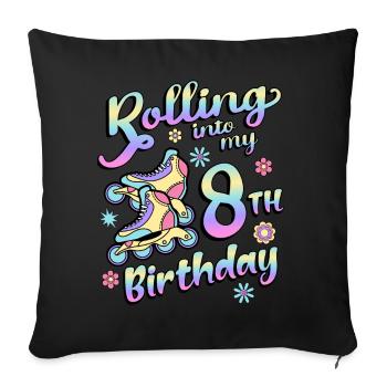 Rolling Into My 8th Birthday Roller Skater Inline - Sofa pillowcase 17,3'' x 17,3'' (45 x 45 cm) - black - Front