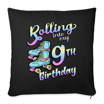 Rolling Into My 9th Birthday Quad Skater - Sofakissenbezug 45 x 45 cm - Schwarz - Vorne