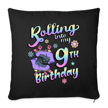Rolling Into My 9th Birthday Quad Skater - Sofakissenbezug 45 x 45 cm - Schwarz - Vorne