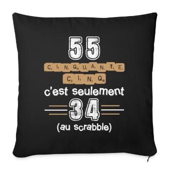 Anniversaire 55 ans, idée cadeau date de naissance - Housse de coussin décorative 45 x 45 cm - noir - Devant