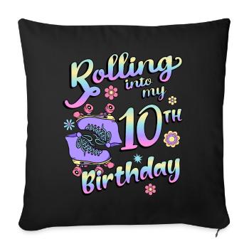 Rolling Into My 10th Birthday Quad Skater - Sofakissenbezug 45 x 45 cm - Schwarz - Vorne