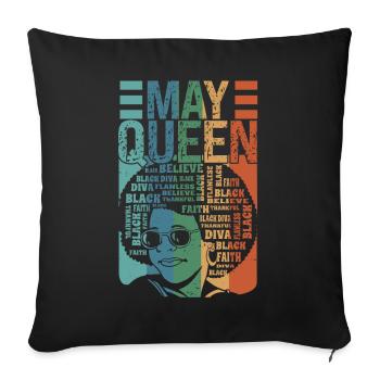 May - Month of birth of the Queen - Celebrate the - Sofa pillowcase 17,3'' x 17,3'' (45 x 45 cm) - black - Front