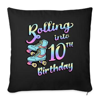 Rolling Into 10. Geburtstag Quad Skater - Sofakissenbezug 45 x 45 cm - Schwarz - Vorne