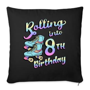 Rolling Into 8. Geburtstag Quad Skater - Sofakissenbezug 45 x 45 cm - Schwarz - Vorne