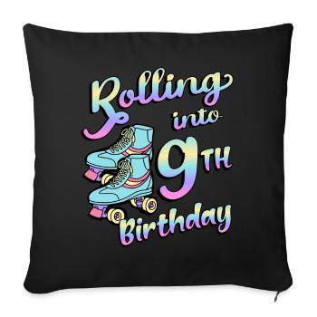 Rolling Into 9. Geburtstag Quad Skater - Sofakissenbezug 45 x 45 cm - Schwarz - Vorne