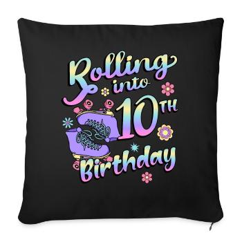 Rolling Into 10. Geburtstag Quad Skater - Sofakissenbezug 45 x 45 cm - Schwarz - Vorne