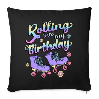 Rolling Into My Birthday Quad Skater Lila - Sofakissenbezug 45 x 45 cm - Schwarz - Vorne