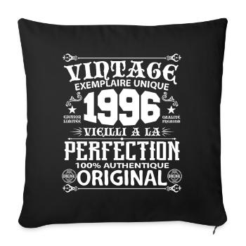1996 Vintage Anniversaire 1996 exemplaire unique - Housse de coussin décorative 45 x 45 cm - noir - Devant