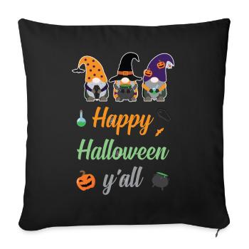 Halloween Vibes Citrouille Chat Dans Chapeau De Sorcière - Housse de coussin décorative 45 x 45 cm - noir - Devant