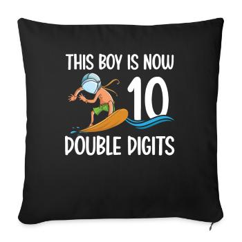 Boy a maintenant 10 ans de surf à deux chiffres 10. - Housse de coussin décorative 45 x 45 cm - noir - Devant