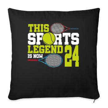 This sports legend is now 24, tennis 24. - Sofa pillowcase 17,3'' x 17,3'' (45 x 45 cm) - black - Front