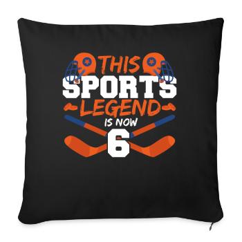 Cette légende sportive a maintenant 6 ans, le hockey match 6. - Housse de coussin décorative 45 x 45 cm - noir - Devant