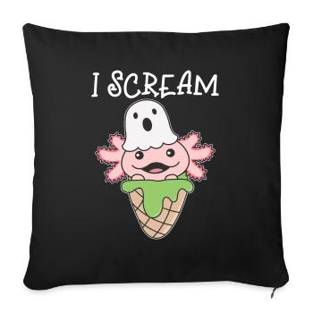 Axolotl Halloween Geist I Scream Eis Wortspiel - Sofakissenbezug 45 x 45 cm - Schwarz - Vorne
