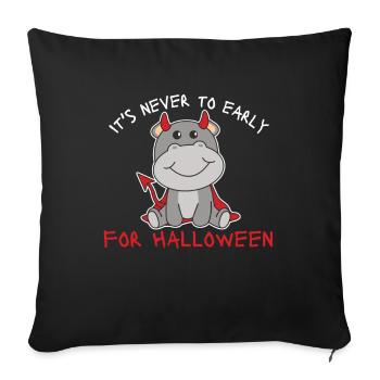 Hippo il n’est jamais trop tôt pour le diable d’Halloween - Housse de coussin décorative 45 x 45 cm - noir - Devant