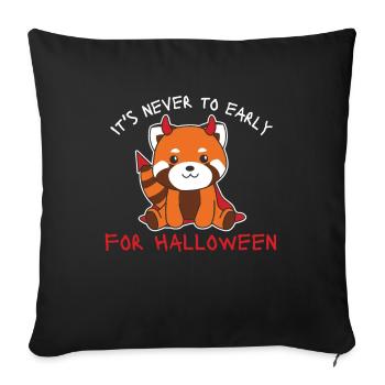 Panda roux il n’est jamais trop tôt pour le diable d’Halloween - Housse de coussin décorative 45 x 45 cm - noir - Devant