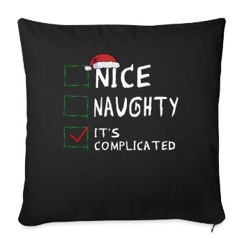 Nice Naughty C’est compliqué Liste de Noël Père Noël - Housse de coussin décorative 45 x 45 cm - noir - Devant