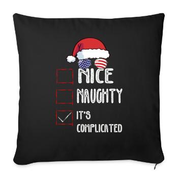 Nice Naughty C’est compliqué Liste de Noël Père Noël - Housse de coussin décorative 45 x 45 cm - noir - Devant