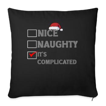 Nice Naughty C’est compliqué Liste de Noël Père Noël - Housse de coussin décorative 45 x 45 cm - noir - Devant