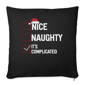 Nice Naughty C’est compliqué Liste de Noël Père Noël - Housse de coussin décorative 45 x 45 cm - noir - Devant