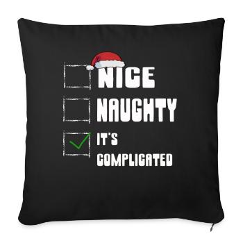 Nice Naughty C’est compliqué Liste de Noël Père Noël - Housse de coussin décorative 45 x 45 cm - noir - Devant