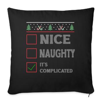Nice Naughty C’est compliqué Liste de Noël Père Noël - Housse de coussin décorative 45 x 45 cm - noir - Devant