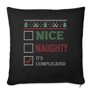 Nice Naughty C’est compliqué Liste de Noël Père Noël - Housse de coussin décorative 45 x 45 cm - noir - Devant