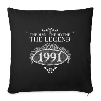 1991 | Vintage Legend seit 1991 Geburtstag - Sofakissenbezug 45 x 45 cm - Schwarz - Vorne