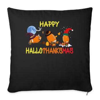 Funny football Happy Hallothanksmas - Sofa pillowcase 17,3'' x 17,3'' (45 x 45 cm) - black - Front