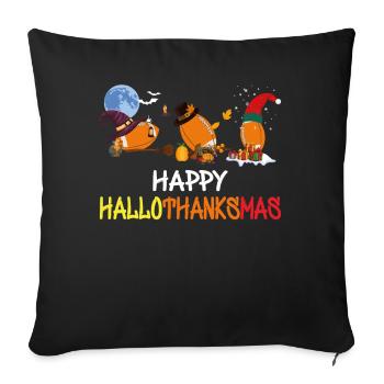 Funny football Happy Hallothanksmas - Sofa pillowcase 17,3'' x 17,3'' (45 x 45 cm) - black - Front