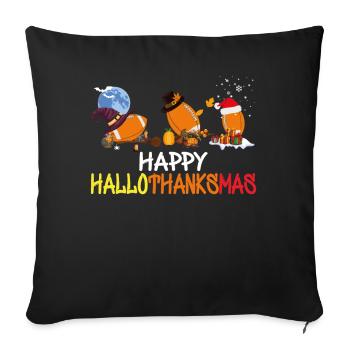 Funny Football Happy Hallothanksmas - Sofa pillowcase 17,3'' x 17,3'' (45 x 45 cm) - black - Front