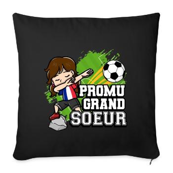 Promu Grand Soeur Lustiger Fußballspieler - Sofakissenbezug 45 x 45 cm - Schwarz - Vorne