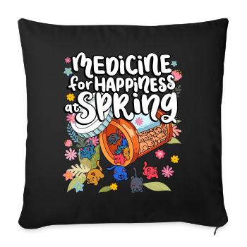 Medicine to Happiness at Spring Cat Gummies - Sofa pillowcase 17,3'' x 17,3'' (45 x 45 cm) - black - Front