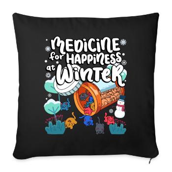 Medicine to Happiness at Winter Cat Gummies - Sofa pillowcase 17,3'' x 17,3'' (45 x 45 cm) - black - Front