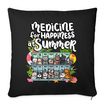 Medicine for Happiness in Summer Weekday Cats - Sofa pillowcase 17,3'' x 17,3'' (45 x 45 cm) - black - Front