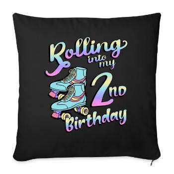 Rolling Into My 2nd Birthday Quad Skater - Sofakissenbezug 45 x 45 cm - Schwarz - Vorne