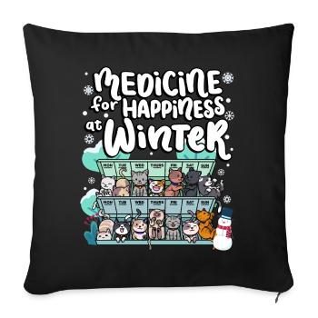 Medicine for happiness on winter weekdays cats - Sofa pillowcase 17,3'' x 17,3'' (45 x 45 cm) - black - Front