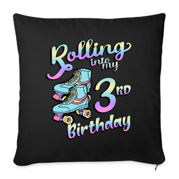 Rolling Into My 3rd Birthday Quad Skater - Sofakissenbezug 45 x 45 cm - Schwarz - Vorne