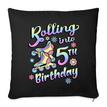 Rouler dans le 5ème anniversaire Roller Skater Inline - Housse de coussin décorative 45 x 45 cm - noir - Devant
